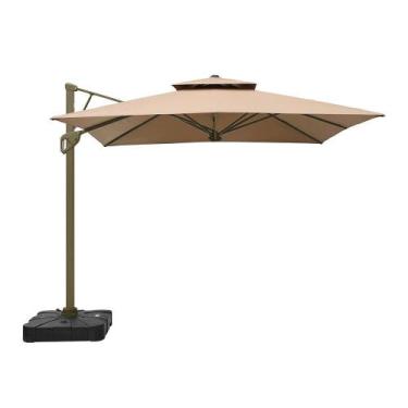 Imagem de Guarda Sol Alumínio Quadrado 3x3m Impermeável UV 98% Estilo Resort - O