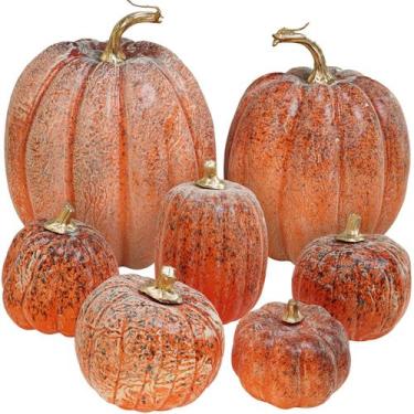 Imagem de Abóboras artificiais Winlyn sorted laranja/preta, 7 unidades