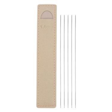 Imagem de Generic 5 agulhas de tricô extrafinas 1 mm/0,04" diâmetro 14 cm/5,5" comprimento mini agulha de pino curto de aço inoxidável de ponta dupla para camisolas