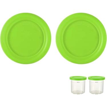 Imagem de 2 peças de substituição de tampas redondas, diâmetro de 11,5 cm, tampa de recipiente de silicone para armazenamento de alimentos, tampa de lata compatível com Ninja Creami NC301 NC300 NC299AMZ Series