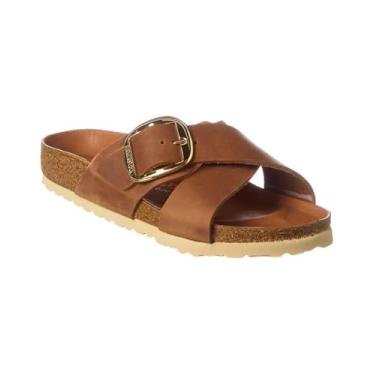 Imagem de Birkenstock Sandálias femininas Siena Big Buckle conhaque, marrom, 38 médio EUA