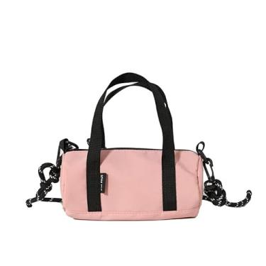 Imagem de Sacola feminina para mulheres, bolsas transversais modernas, pacote cilíndrico, bolsas de ombro com mensageiros de nylon, rosa, Medium, Rosa