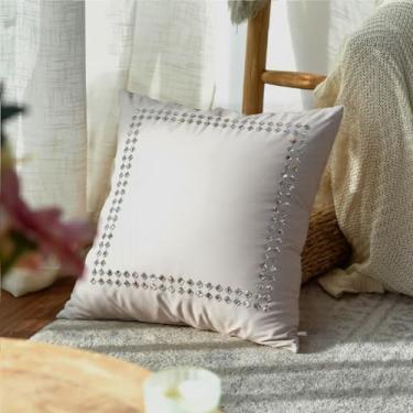 Imagem de Capa de almofada de veludo macia de cor sólida decorativa com zíper para sofá sofá cama cadeira sala de estar casa