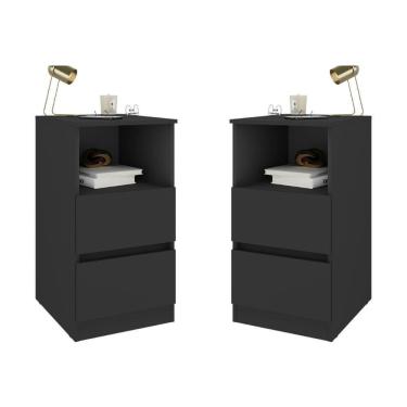 Imagem de Kit 2 Mesas De Cabeceira 38,5cm 2 Gavetas Multimóveis Mp4501 Preto