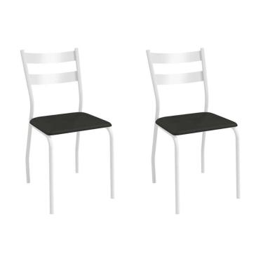 Imagem de Cadeira De Cozinha Bali 2c141br Aço Kit 2 Un Branco-corano Preto - Kappesberg