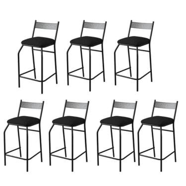 Imagem de Kit 7 Banquetas Gourmet Para Bancada Ou Cozinha Ibiza Preto