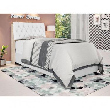 Imagem de Cabeceira Box Solteiro Isis Amarula Com Capitonê Branco