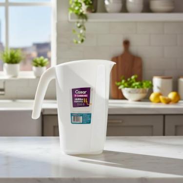 Imagem de Jarra Medidora, Plástico Transparente, 1 Litro, Com Marcações de Medida, Para Cozinha