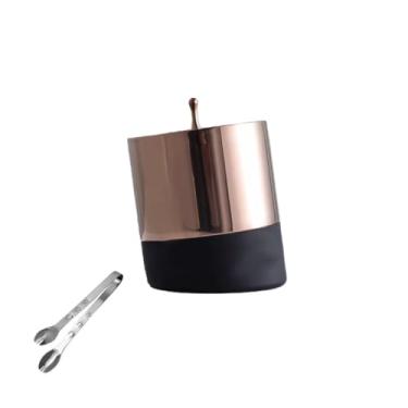 Imagem de Balde de gelo de aço inoxidável bicamada preservação do calor isolamento frio bonito KTV champanhe vinho tinto cerveja gelo bloco de gelo balde comercial (ouro rosa, sem alça)