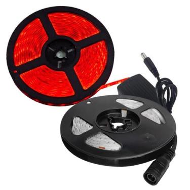 Imagem de Fita Led 2835 Vermelho 5 Metros Fonte E Conector - CTB, 110V/220V