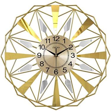 Imagem de Relógio de parede arte relógio simples relógio de parede para quarto - movimento de quartzo operado por bateria - moderno retrô forma geométrica espelho relógio de parede silencioso casa sala de estar