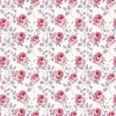 Imagem de Papel De Parede Rosas Vermelhas E Lilas Fundo Branco Sala - LRP