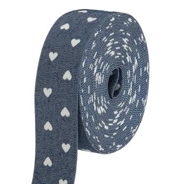 Imagem de PATIKIL Fita jeans de 2,5 cm x 5,5 jardas, fita fina, tecido de veludo jeans, franjas, rolo para artesanato, embrulho de laço, presente de Natal, grampo de cabelo, costura, decorações de festa