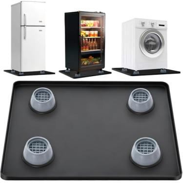 Imagem de Tapete de silicone para mini geladeira com bordas elevadas, 61 cm x 61 cm x 2 cm, mini bandeja de geladeira com 4 suportes de base, protetor de piso de carpete de geladeira, evita vazamentos de água