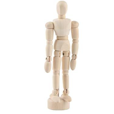 Imagem de Figura de madeira para aula de arte, manequim masculino, modelo móvel de madeira, artesanato, 4,5 polegadas