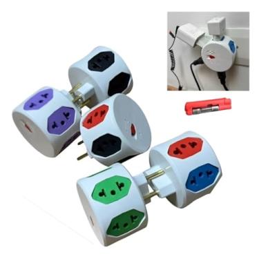 Imagem de Filtro De Linha Portátil 5 Tomadas 10A Sem Fio Com Fusível De Proteção Contra Sobrecarga Uso Doméstico TV PC Games Escritório Cor Sortida