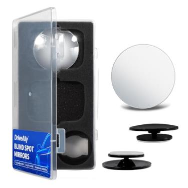 Imagem de DriveAlly 2 peças de espelho de ponto cego de carro, ângulo de vidro convexo HD sem moldura ajustável, espelho reverso auxiliar traseiro autoadesivo, espelhos laterais de ângulo amplo, acessórios