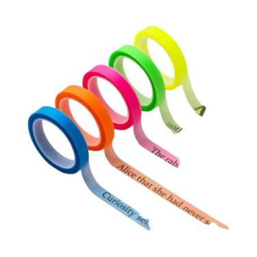 Imagem de Fita Adesiva Fluorescente Morandi 5 Rolos 10 Rolos Para Pasta De Arqui