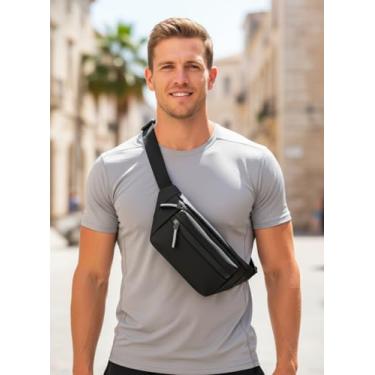 Imagem de Pochete para homens e mulheres, bolsa de cintura esportiva à prova d'água, treino, viagem, corrida, casual, bolsa para todos os telefones, Preto, <20 inches, Universal