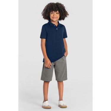 Imagem de Camisa polo infantil menino em meia malha Brandili, Azul, 16