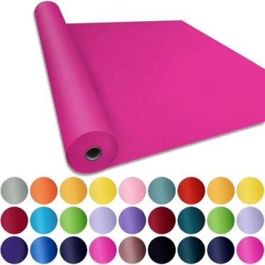 Imagem de SMART&CASUAL 61 cm x 6,4 cm (210') Rolo de papel kraft vermelho rosa para embrulho de presente quadro de avisos buquê de flores arte infantil embalagem embalagem de mesa 80GSM 25 kg (rosa vermelha, 61