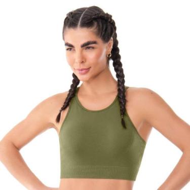 Imagem de Top Fitness Rib com bojo removível Jacquard Sem Costura Cactus - Trend