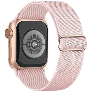Imagem de Melyis Pulseiras femininas de nylon elástico para Apple Watch séries 11, 10, 9, SE, 8, 7, 6, 5 de 46 mm, 45 mm, 44 mm, 49 mm e 42 mm, ultra rosa