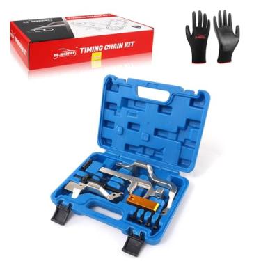 Imagem de YA-MAYPAY Kit de ferramentas de sincronização do motor compatível com Mini Cooper Peugeot para Citroen 1.4L 1.6L, conjunto de bloqueio de eixo de comando e pino de virabrequim, ferramenta tensora de