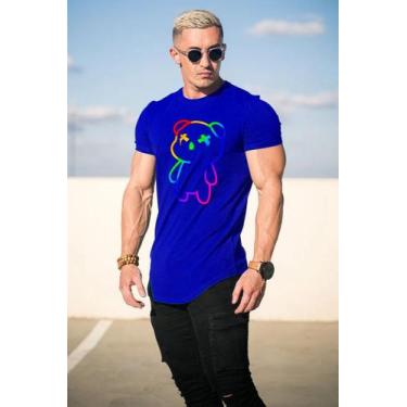 Imagem de Camisa Camiseta Masculina Longline Arredondada Urso Colorido - Dayos C
