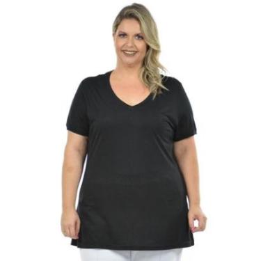 Imagem de Blusa feminina decote v malha fria plus size fenomenal(sem elasticidade) Laranja 56-Unissex