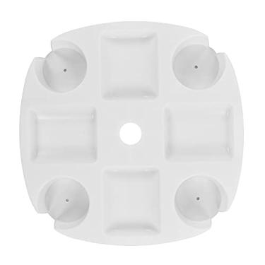 Imagem de KIMISS Bandeja de Mesa para Guarda-chuva de Praia - Bandeja Redonda Branca Com 4 Porta-copos para Lanches e Bebidas - Cabe Em Postes de Guarda-chuva de 2,5 Cm a 3,2 Cm