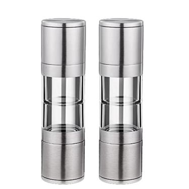 Imagem de THJKUPO Moedor de pimenta de aço inoxidável 2 em 1 manual de sal e moedor de espessura ajustável, especiarias de núcleo de cerâmica