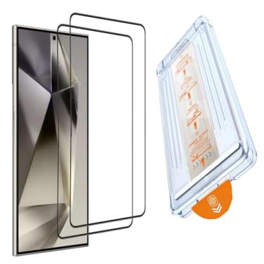 Imagem de ZSHMJMJ Pacote com 2 protetores de tela de vidro ultra temperado para Samsung Galaxy S24, moldura de instalação de alinhamento automático para livre de bolhas e remoção automática de poeira