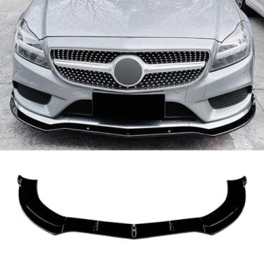 Imagem de Difusor de lábio de spoiler de para-choque dianteiro para carro compatível com CLS Class C218 X218 2014-2017 AMG protetor de para-choque acessórios (preto brilhante)