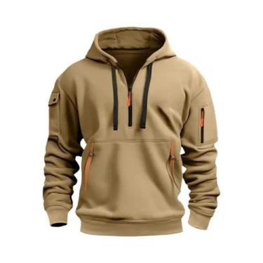 Imagem de Moletom Casual Masculino plus Size Com Capuz, Manga Longa, Bolso No Br