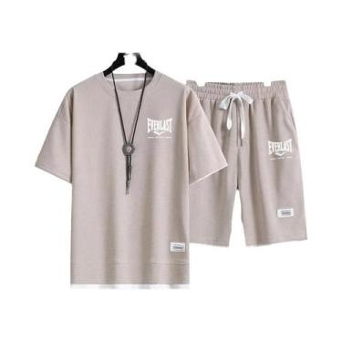 Imagem de Conjunto De Camiseta De Gola Redonda E Calções De Secagem Rápida Para 