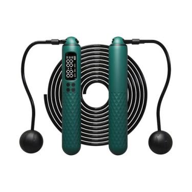 Imagem de Corda De Pular Ajustável USB Recarregável Com Contador Digital De Calo