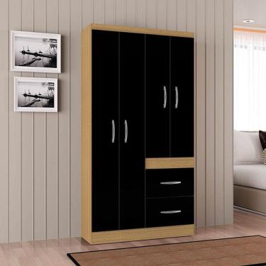 Imagem de Guarda Roupa Solteiro Ambiente Milão 4 Portas Damasco Preto – Poquema