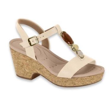Imagem de Sandalia Feminina Modare Anabela Plataforma Cortiça Confortavel Enfeite Pedraria Moda Ref: 7137.150-Feminino