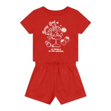 Imagem de Conjunto infantil menina de sorvete Brandili, 10, Vermelho médio