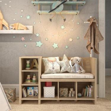 Imagem de Organizador De Brinquedos Com Assento 100% mdf Freijó - WoodCore