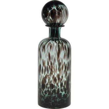 Imagem de Messina Garrafa Decorativa 40X12X12Cm Vidro Verde Com Tampa - NH