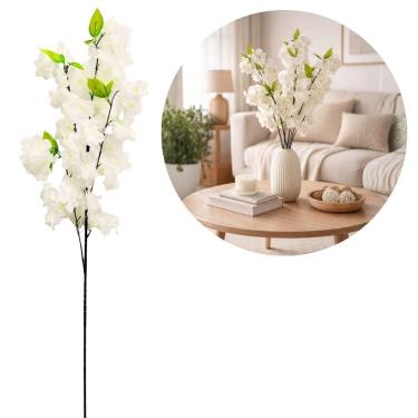 Imagem de Arranjo Artificial Flor de Pêssego Branca 45cm para Decoração com 4 Galhos Viva Flor