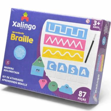 Imagem de Jogo Educativo Braille Infantil 1761.0 com 87 Peças em Madeira Reflorestada para Alfabetização Xalingo Brinquedos