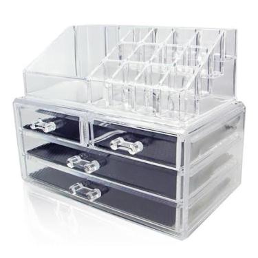 Imagem de Porta Joias e Maquiagem em Acrilico Organizador Yeet com 4 Gavetas 16 Divisorias Transparente 18,5cm