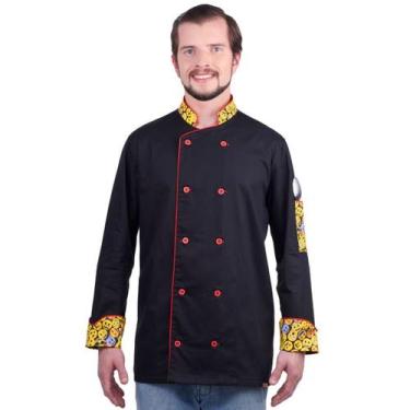 Imagem de Dólmã Unissex Para Chef De Cozinha Estampa Emojis 100 Algodão Gambuza 