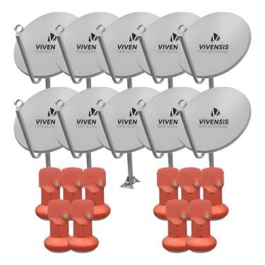 Imagem de Kit 10 Antena Digital Vivensis Parabolica 60cm Ku + Lnbf