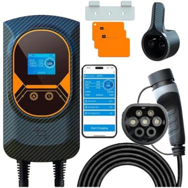 Imagem de Carregador para Carro Elétrico Portátil, 7,6KW 8-10-13-16-25-32A 85-264V Type 2, Cabo de 5M,Carregador EV Tipo 2 para Carros Elétricos e Híbridos,Uso interno/externo,conexão de celular wi-fi/app