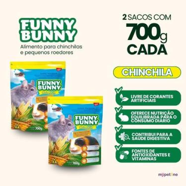 Imagem de 2 Ração Funny Bunny 700g Chinchila Porquinho da Índia e Hamster