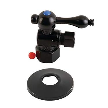 Imagem de Kingston Brass CC43100K 1/2" FIP X 3/8" OD Válvula de parada com ângulo de giro de quarto com flange, preto fosco